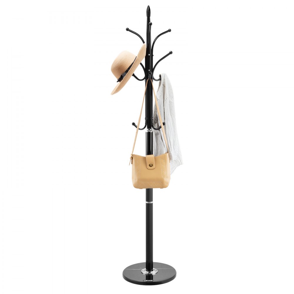 VEVOR Coat Rack Freestanding, Coats Tree Stand with Stable Marble Base & 6 Hooks, Free Standing Hall Coat Rack for Entryway, Bedroom, Office, Living Room, Modern Clothes Hanger for Coats, Hats, Bags
