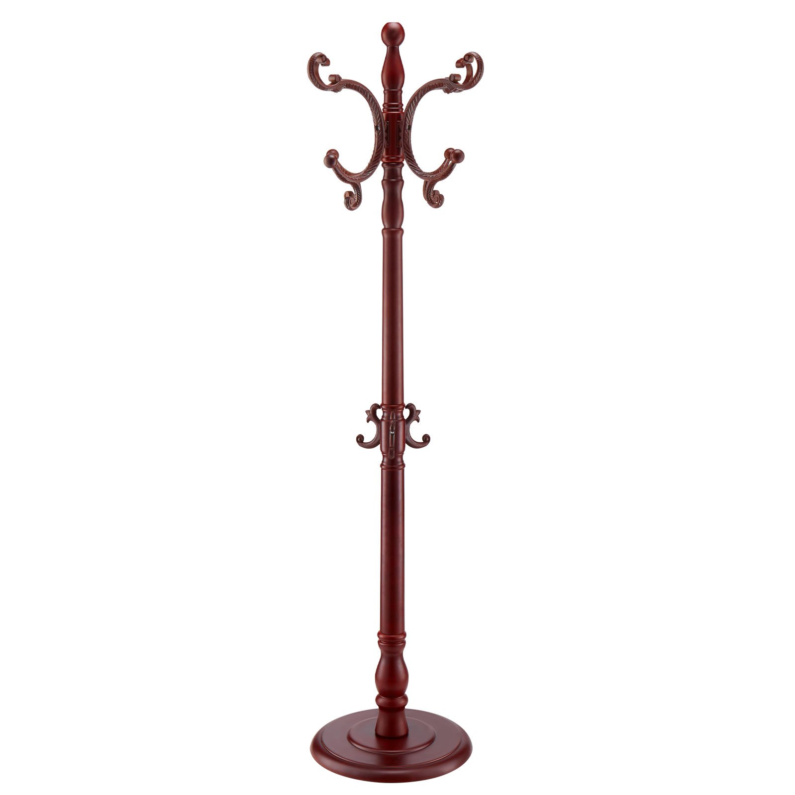 VEVOR Houten Kapstok, 420 x 420 x 1760 mm, Kledingrek met Stevige Voet en 11 Haken, Jassenrek voor Hal, Slaapkamer, Woonkamer, Ophangrek voor Jassen, Hoeden, Tassen