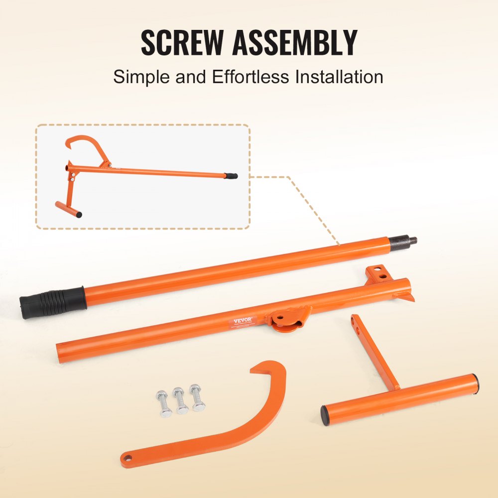 VEVOR Vellifter, 1219 mm, Robuuste houtlifter met metalen handvat, Houtdraaier met verstelbare draaihaak, Velhulp voor boomstammen tot φ 38 cm, Houtlifter voor het rollen, zagen en tillen van boomstammen