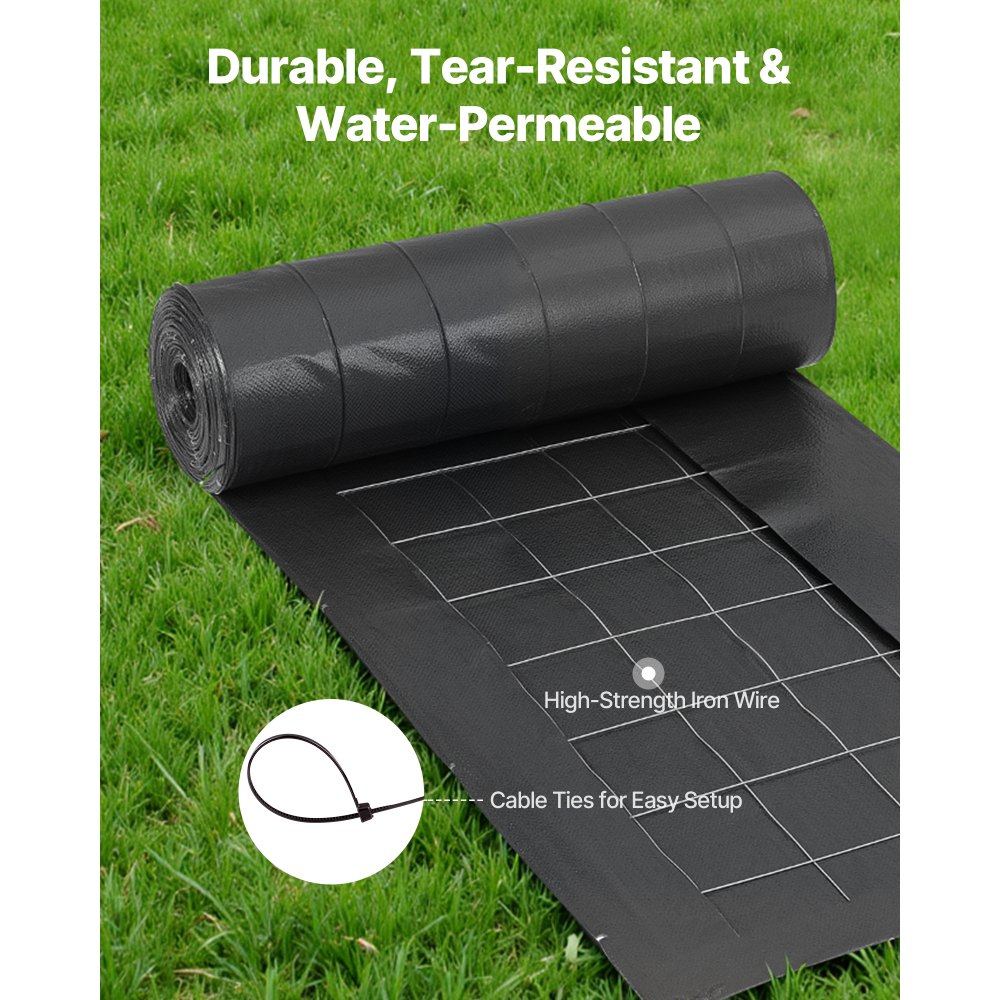 VEVOR Bouwhekwerk, 0,6 x 30,48 m slibhekwerk met draadondersteuning, erosiebestrijdingshekwerk voor sedimentretentie, tijdelijk zwaar polypropyleenweefsel van industriële kwaliteit voor bouwplaatsen