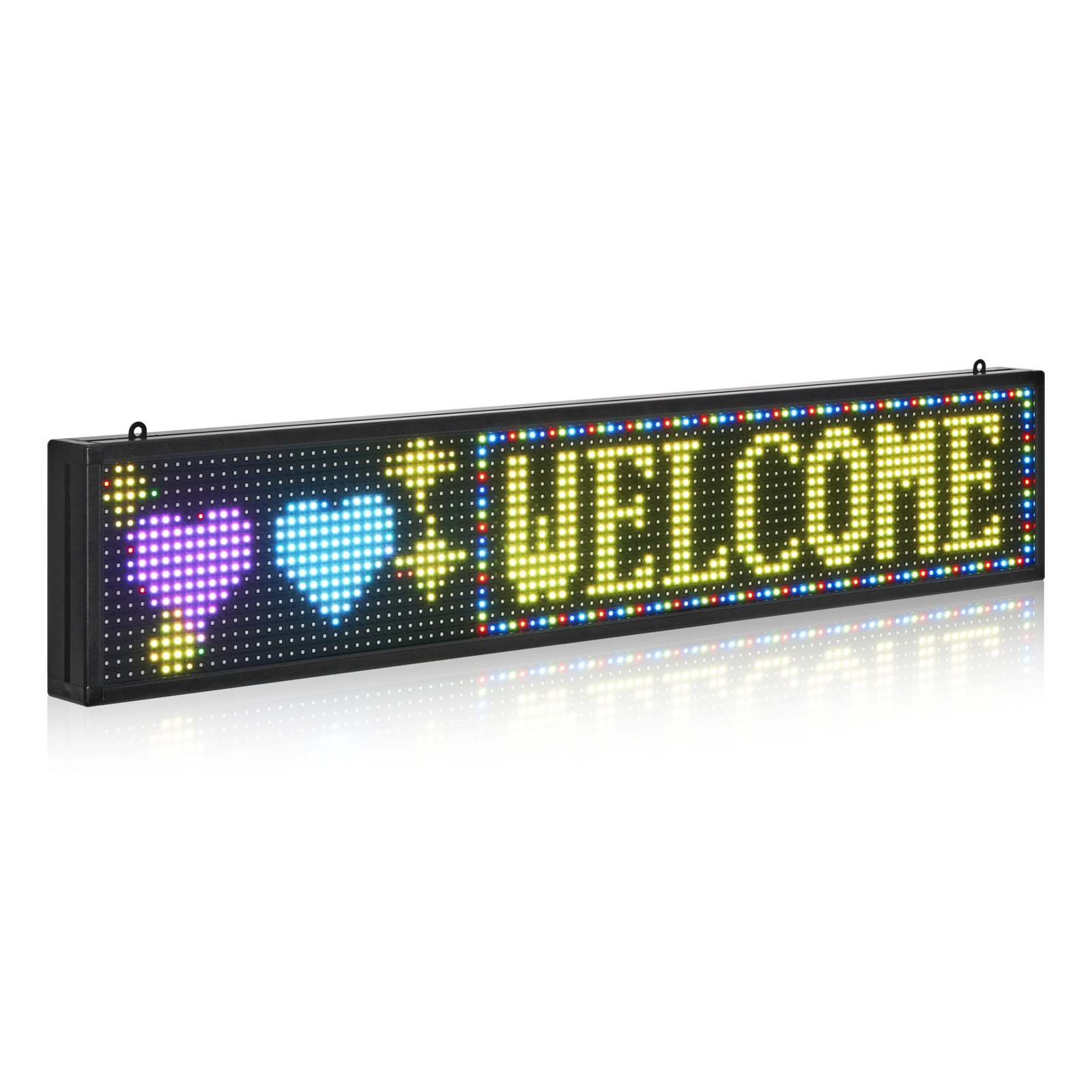 VEVOR Programmeerbaar LED-bord P10 Full Color Flexibel Digitaal Scrollpaneel, DIY Displaybord met Aangepast Tekstpatroon en GIF & Bluetooth App-bediening (990 x 190 x 55 mm)