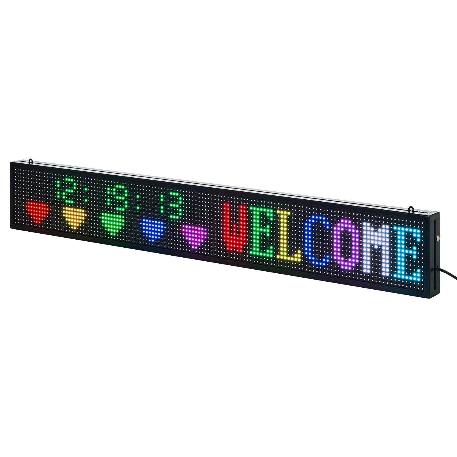 VEVOR Programmeerbaar LED-bord P10 Full Color Flexibel Digitaal Scrollpaneel, DIY Displaybord met Aangepast Tekstpatroon en GIF & Bluetooth App-bediening (1310 x 190 x 55 mm)