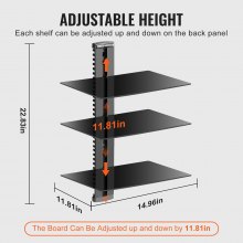 VEVOR Wandmontage AV Mediastandaard Verstelbare projectorplank 3-laags zwart
