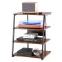 VEVOR 4-Tier AV Media Stand with Power Strips Wooden Corner TV Stand with LED