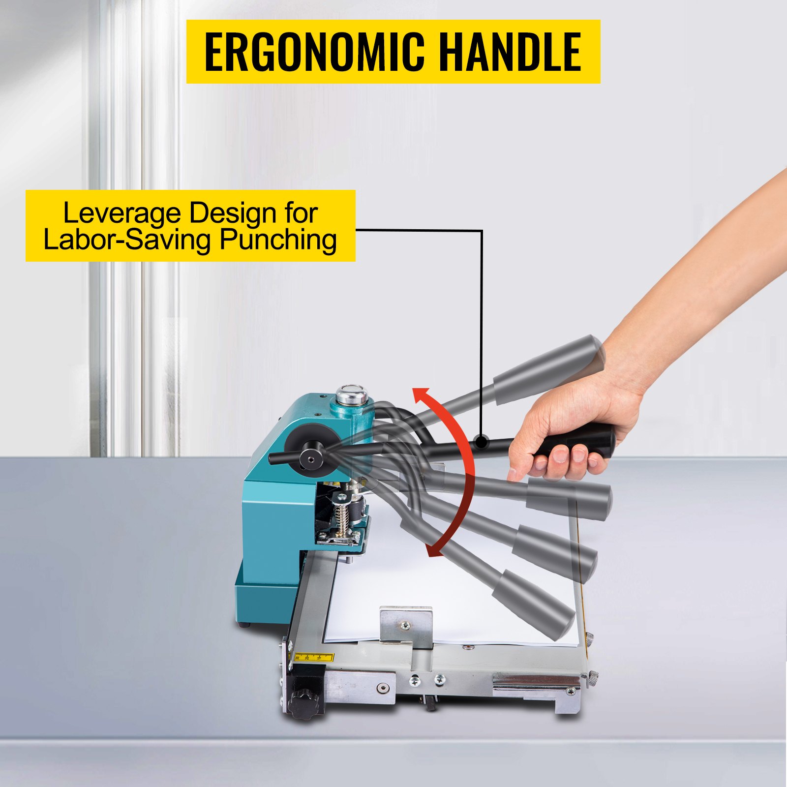 VEVOR Heavy Duty Hole Punch Perforator 5 Gaten Handleiding Perforator Machine 300 Vel Heavy Duty Hole Paper Puncher met Ergonomische Handgreep Zelfcentrerende Gids voor Verschillend Materialen Ponsen