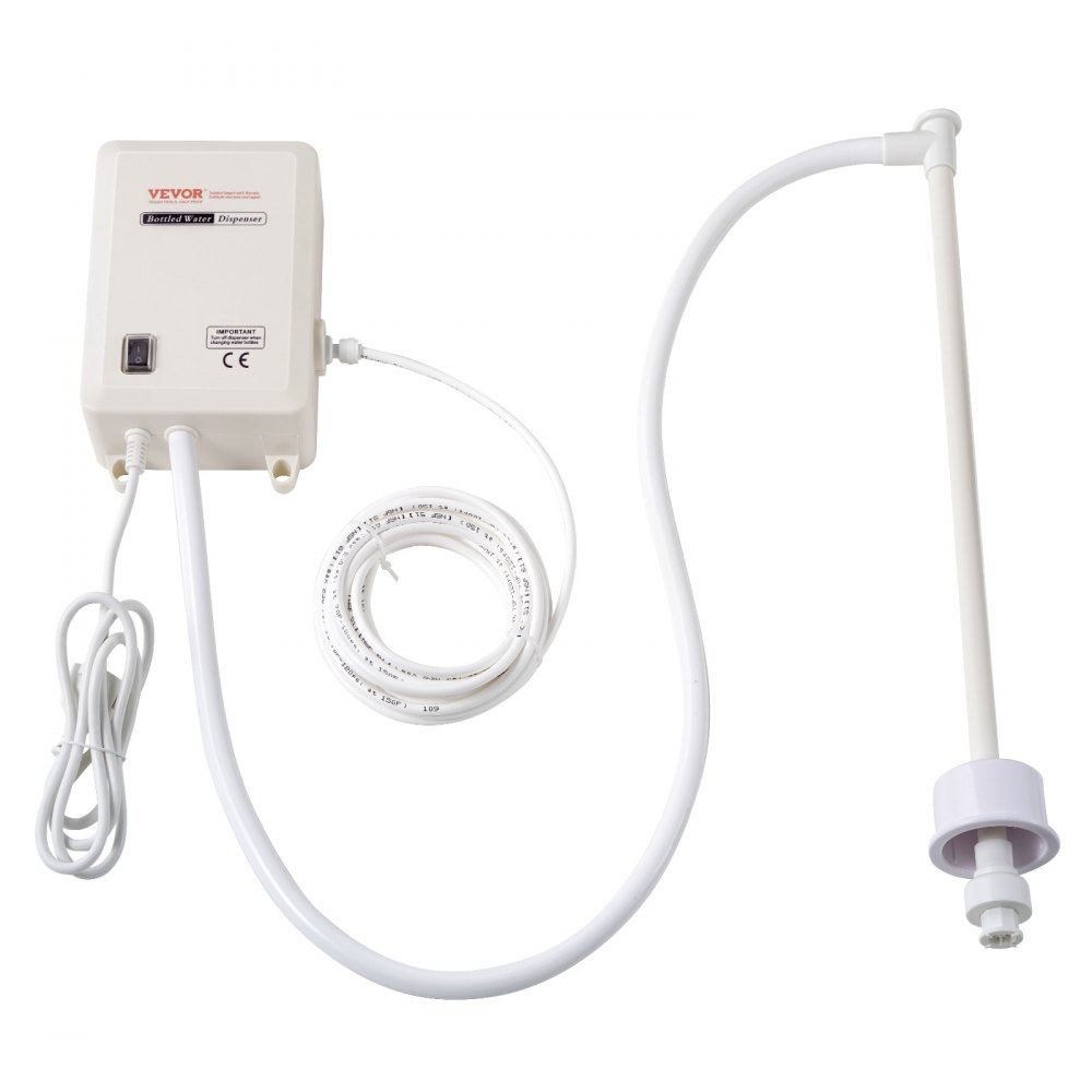 VEVOR Elektrische Waterdispenserpomp, 1 Gallon Elektrische Drinkwaterpomp, 40 PSI per min Elektrische Waterdispenserpomp met 1x20 voet PE-buis, 4xStille Siliconen Voeten, 1 x Deksel 35W Twee Buizen