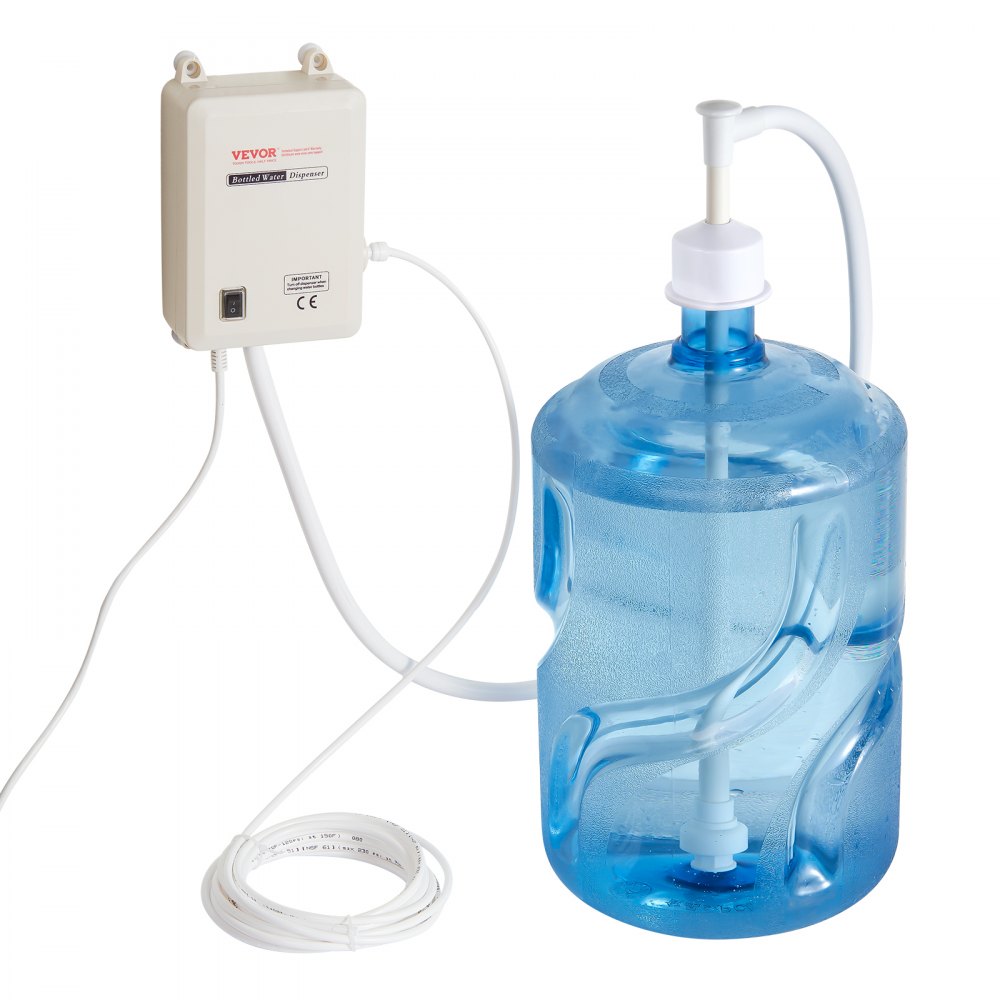VEVOR Elektrische Waterdispenserpomp, 1 Gallon Elektrische Drinkwaterpomp, 40 PSI per min Elektrische Waterdispenserpomp met 1x20 voet PE-buis, 4xStille Siliconen Voeten, 1 x Deksel 35W Twee Buizen