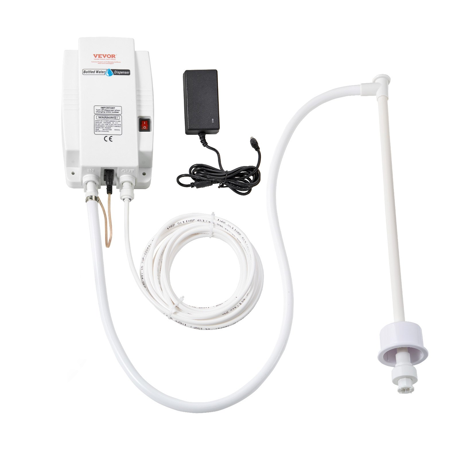 VEVOR pompsysteem voor waterdispensers met flessenwater, 5 gallon dispensersysteem, automatische elektrische waterdispenser, waterkanpomp met enkele inlaat, compatibel met koffie-/theemachines, emmer niet inbegrepen