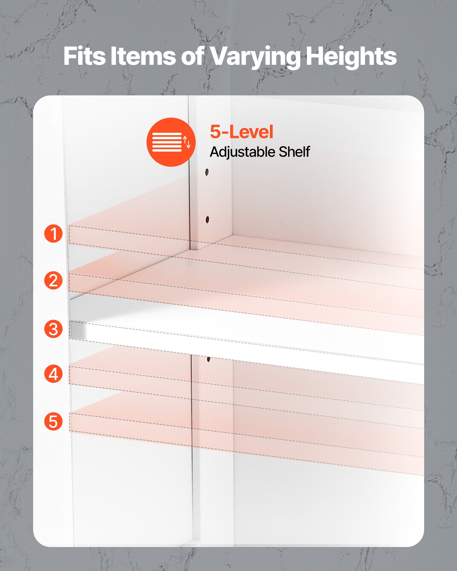 VEVOR Badkamerkast 4-laags hout met 2 deuren, 2 lades en verstelbare plank, staande kast voor keuken/woonkamer/entree, opbergkast keukenkast wit