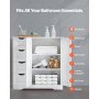 VEVOR Badkamerkast 3-laags hout met 2 deuren, 4 lades en verstelbare plank, staande kast voor keuken/woonkamer/entree, opbergkast keukenkast wit