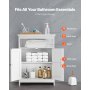 VEVOR Bathroom Floor Cabinet, 3-Tier, Wooden Storage Organizer with 2 Doors and Adjustable Shelf, Modern Bathroom Furniture Home Decor Freestanding Cupboard for Kitchen/Living Room/Entryway Use, White