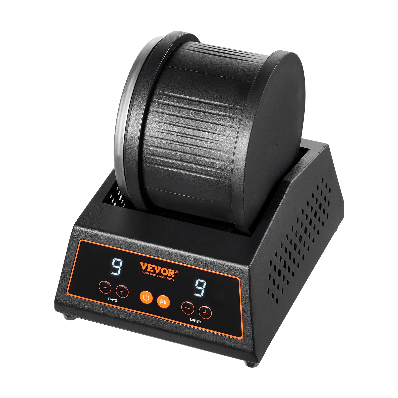 VEVOR Rock Tumbler Machine, 4 lbs Rock Polishing Machine, 9 Speed Settings 9-Day Polishing Timer Stone Tumbler, Direct Drive Motor Rock Polisher, Cold-rolled Steel Body, Rock Polisher for Kids Adults
