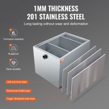 VEVOR commerciële vetafscheider, 40 lbs vetafscheider, zij-inlaatafscheider, roestvrijstalen onder gootsteen vetafscheider, 9,96 GPM / min afvalwaterolie-waterafscheider, voor restaurant etc.