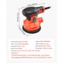 VEVOR 250W excentrische schuurmachine 127 mm elektrische houtschuurmachine, 6000-12000 tpm, 6-traps snelheidsregeling, 16 schuurvellen, stofzak, 3 m netsnoer, handzame schuurmachine voor houtbewerking