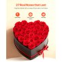 VEVOR 27 stuks Eeuwige Rozen in een Hartvormige Doos, Geconserveerd Boeket, Bloemengeschenkdoos voor uw vrouw, moeders, geliefden, voor bruiloften, Moederdag, Valentijnsdag, Kerstmis, Rood
