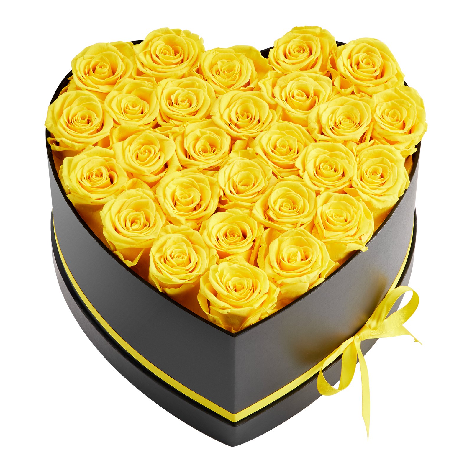 VEVOR 27 stuks Eeuwige Rozen in Hartvormige Doos, Geconserveerd Boeket, Bloemengeschenkdoos voor uw vrouw, moeders, geliefden, voor bruiloften, Moederdag, Valentijnsdag, Kerstmis, Geel