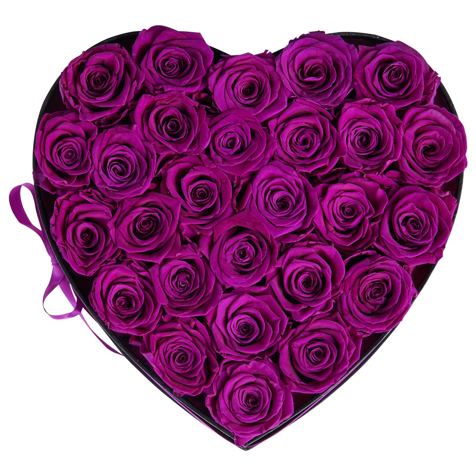 VEVOR 27x Eeuwige Rozen in Hartvormige Doos, Geconserveerd Boeket, Bloemengeschenkdoos voor Uw Vrouw, Moeders, Geliefden, voor Bruiloften, Moederdag, Valentijnsdag, Kerstmis, Donkerpaars