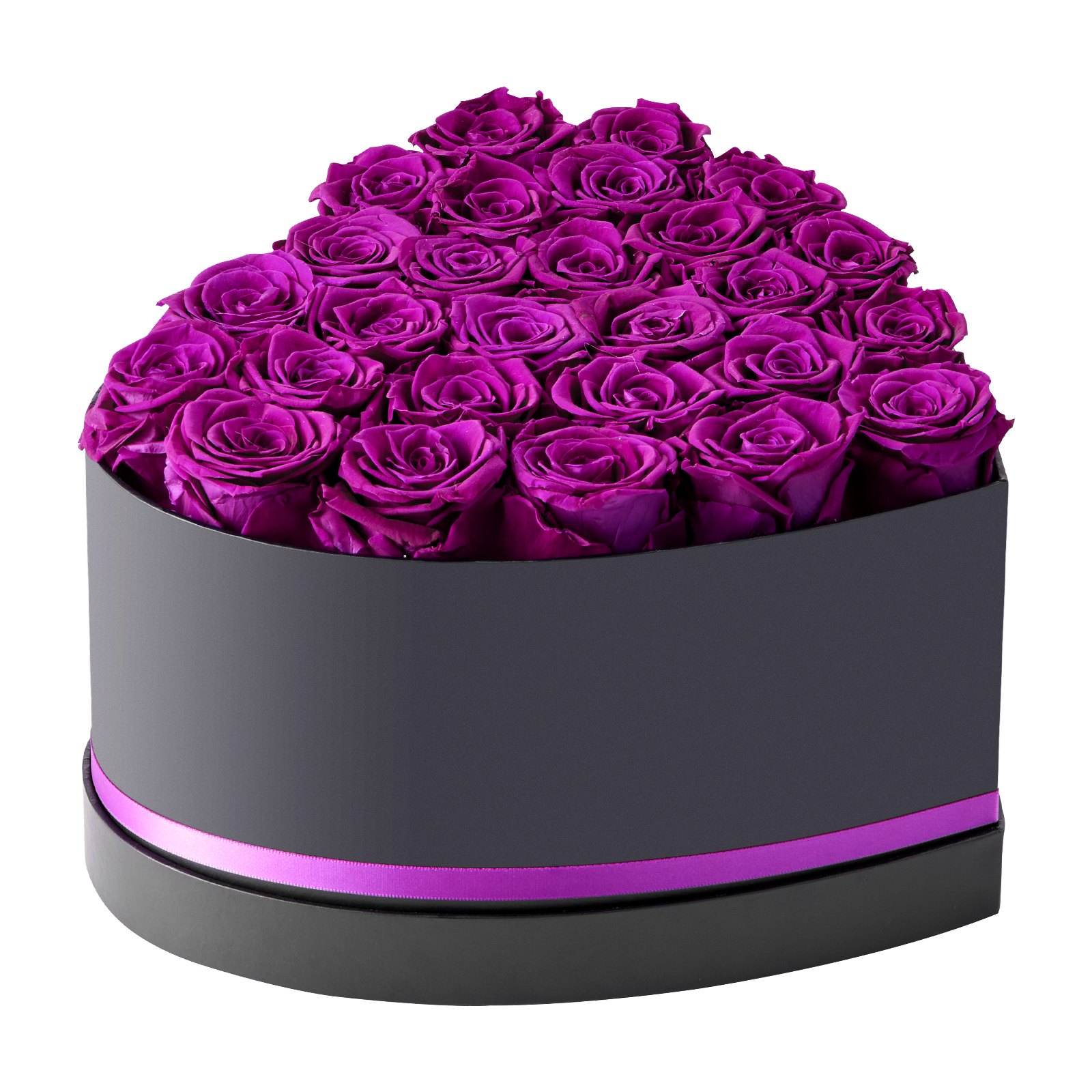 VEVOR 27x Eeuwige Rozen in Hartvormige Doos, Geconserveerd Boeket, Bloemengeschenkdoos voor Uw Vrouw, Moeders, Geliefden, voor Bruiloften, Moederdag, Valentijnsdag, Kerstmis, Donkerpaars