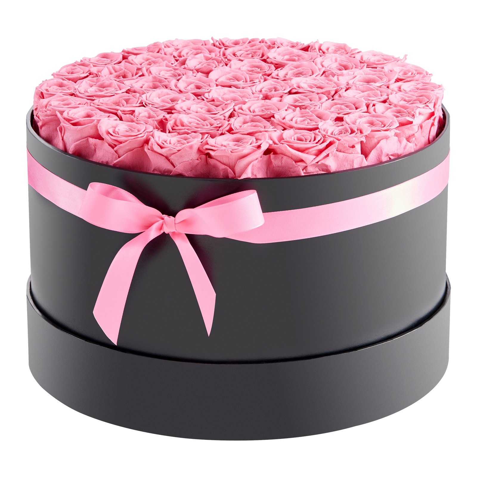 VEVOR 50x Eeuwige Rozen in een ronde doos, geconserveerd boeket, bloemengeschenkdoos voor uw vrouw, moeders, geliefden, voor bruiloften, Moederdag, Valentijnsdag, Kerstmis, roze