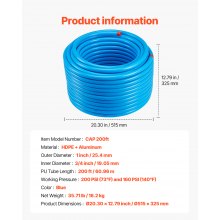 VEVOR luchtcompressorleidingset 3/4" x 200ft HDPE aluminium luchtleidingsysteem blauw