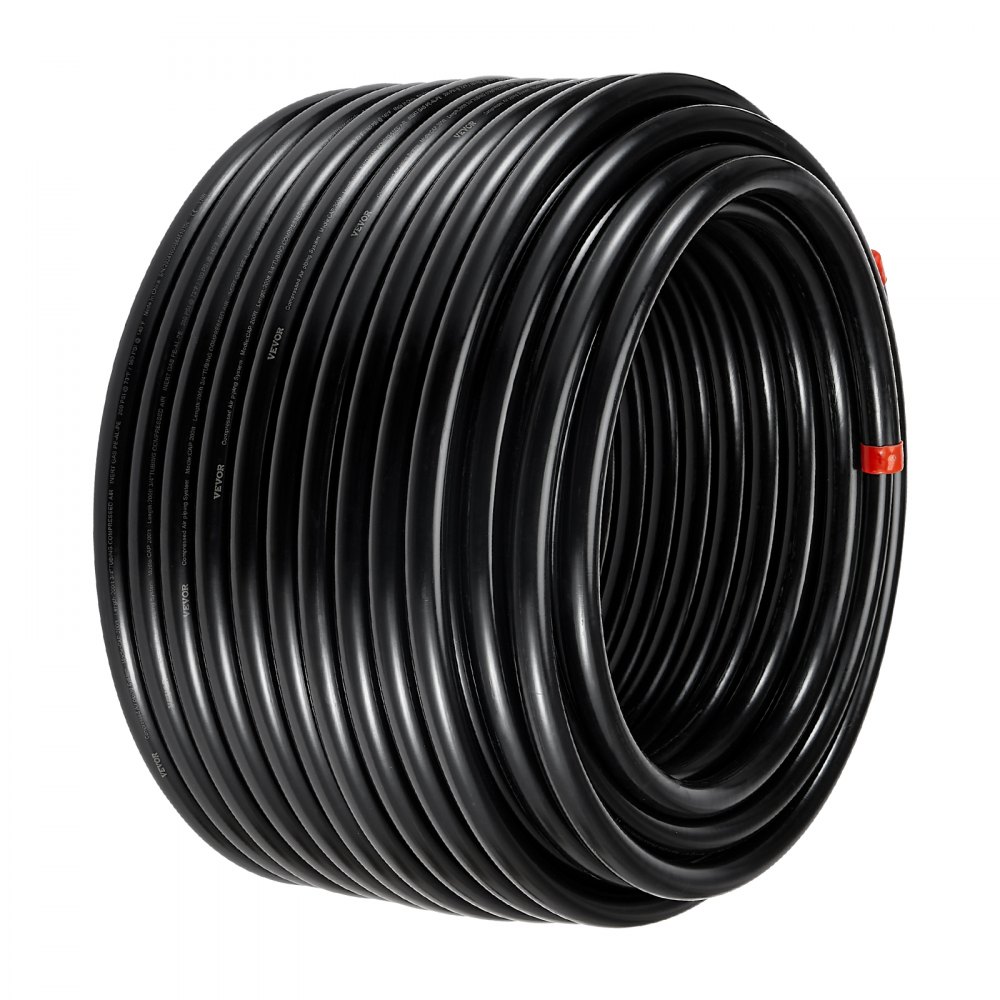 VEVOR Luchtcompressor Leidingkit, 60,96 m x 19,05 mm Persluchtslang, HDPE Aluminium Persluchtleidingsysteem, Eenvoudig te installeren, Persluchtleidingkit voor Garagewerkplaatsen, Zwart