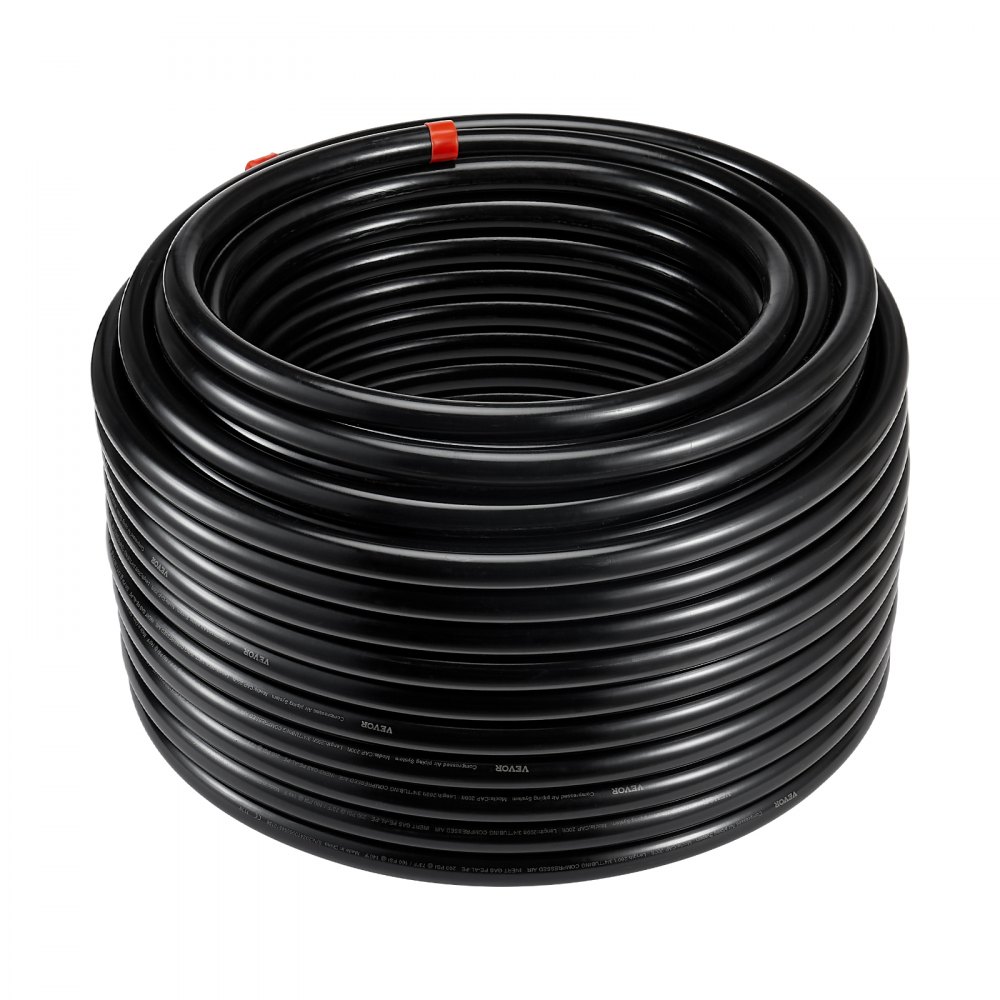 VEVOR Luchtcompressor Leidingkit, 60,96 m x 19,05 mm Persluchtslang, HDPE Aluminium Persluchtleidingsysteem, Eenvoudig te installeren, Persluchtleidingkit voor Garagewerkplaatsen, Zwart