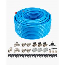 Luchtcompressor Leidingkit, 91,44 m x 19,05 mm, HDPE Aluminium Persluchtleidingsysteem, Lekvrij, Drukbestendig en Eenvoudig te Installeren, Persluchtleidingkit voor Garages en Werkplaatsen, Blauw | NL