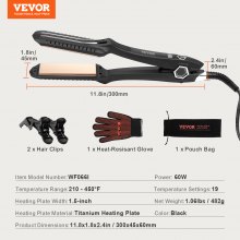 VEVOR Hair Straightener, 1.5" Flat Iron, Dual Infrared Hair Iron with LCD Display and 19 Temperature Levels - 210°F to 450°F, for Use in the Salon, at Home or on the Go