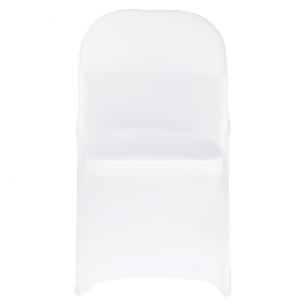 VEVOR stoelhoezen, stretch stoelhoezen, 150 stuks, wasbare en afneembare stoelhoezen van polyester-spandex voor bruiloften en diners, geschikt voor klapstoelen (45 x 46 x 77 cm), wit