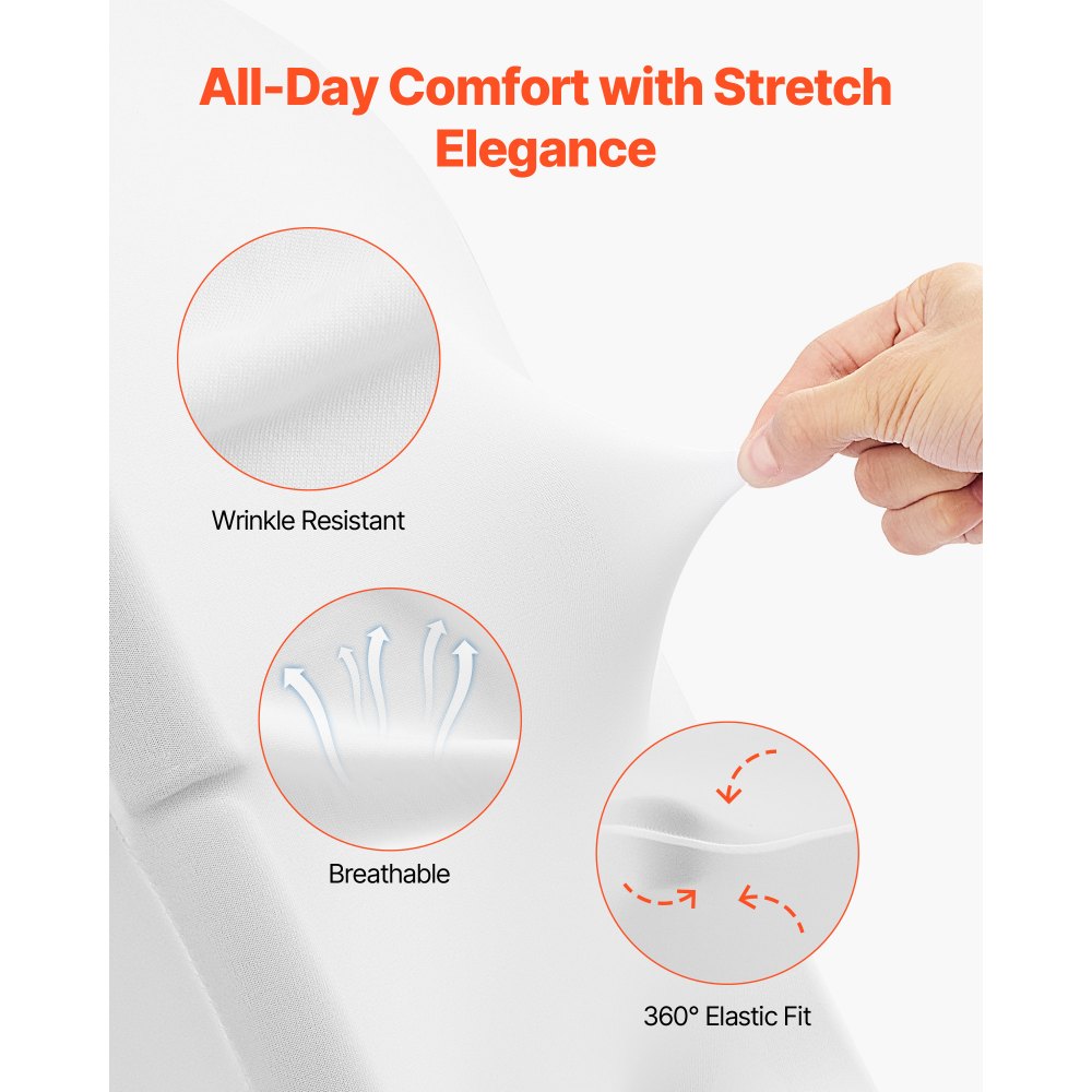 VEVOR 30 Pcs White Chair Covers, Polyester Spandex Chair Cover, Stretch Slipcovers for Wedding Party Dining Banquet Flat-Front Chair Covers, Fits Chair Measures up to 18.11 x 19.69 x 33.86 inch