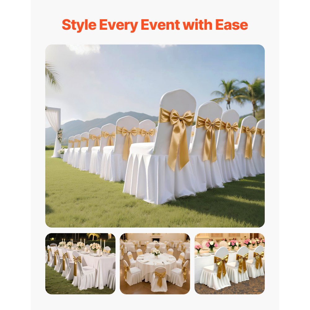 VEVOR 30 Pcs White Chair Covers, Polyester Spandex Chair Cover, Stretch Slipcovers for Wedding Party Dining Banquet Flat-Front Chair Covers, Fits Chair Measures up to 20.08 x 17.72 x 37.4 inch