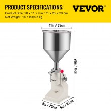 VEVOR Manual Liquid Filling Machine 5-110ml, Manual Filling Machine,adjustable Cream Filling Machine, Bottle Filler Machine with a 11.5 L Hopper for Filling Liquid, Perfume, Drink, and Cosmetic