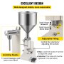 VEVOR Pneumatic Liquid Filling Machine A02, Pneumatic Paste Filler 5-50ML, with Stainless Steel Hopper Bottle Filling Machine for Water Oil Liquid Cream Honey Skin Care 20-60 Times/Min