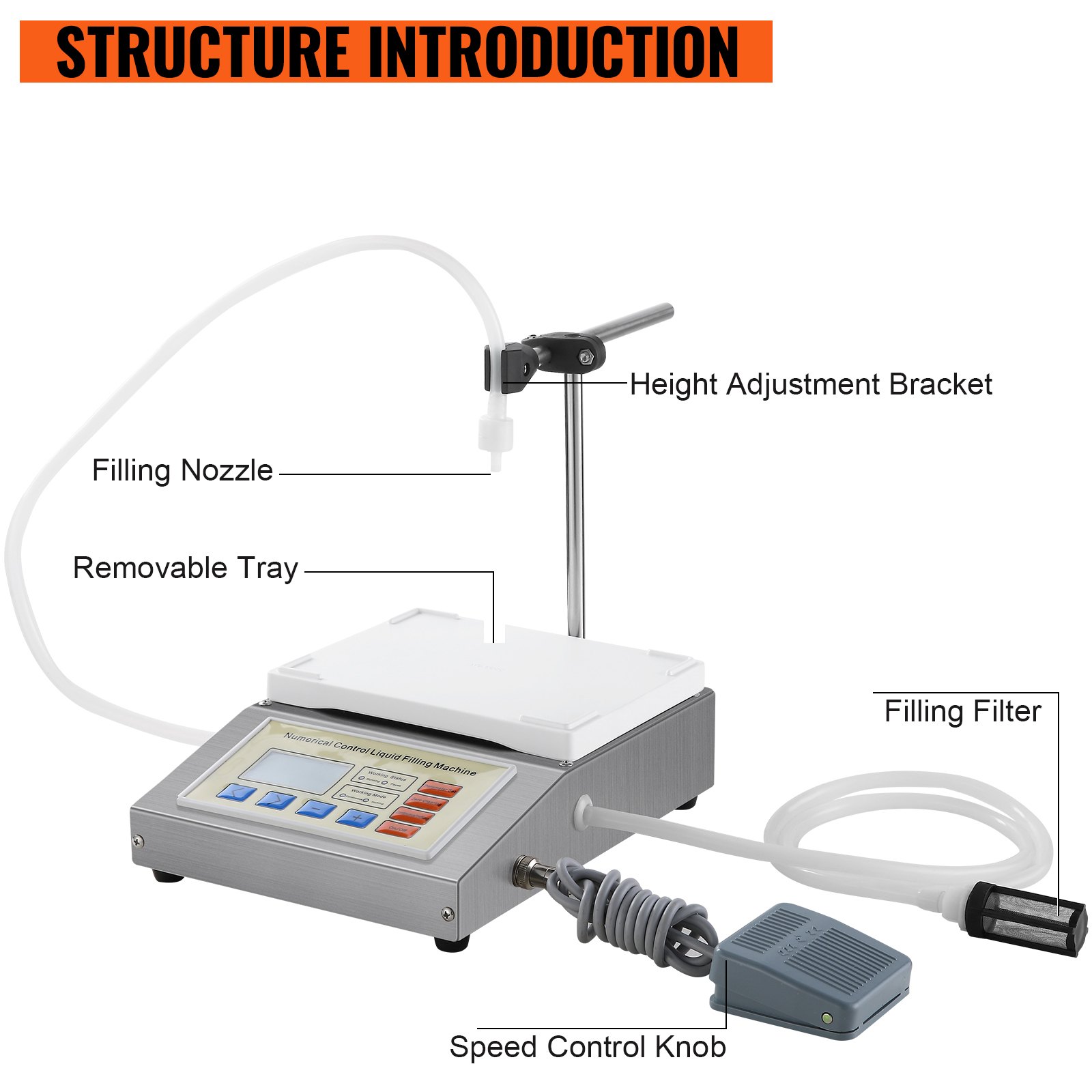 VEVOR Weighing Filling Machine, 3000g Digital Liquid Filling Machine, 3.2L/min Bottle Filling Machine, Liquid Bottle Filler with Filling Speed Control Function for Perfume, Cooking Oil, Drink and Wine