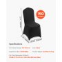 VEVOR stoelhoezen, 150 stuks wasbare en afneembare polyester spandex stoelhoezen voor bruiloften, diners, restaurants, geschikt voor stoelen (51 x 45 x 95 cm) zwart