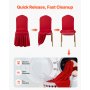 VEVOR stoelhoezen, platte voorkant, 30 stuks, wasbare en afneembare stoelhoezen van polyester-spandex voor bruiloften en restaurants, geschikt voor stoelen (51 x 45 x 95 cm), rood
