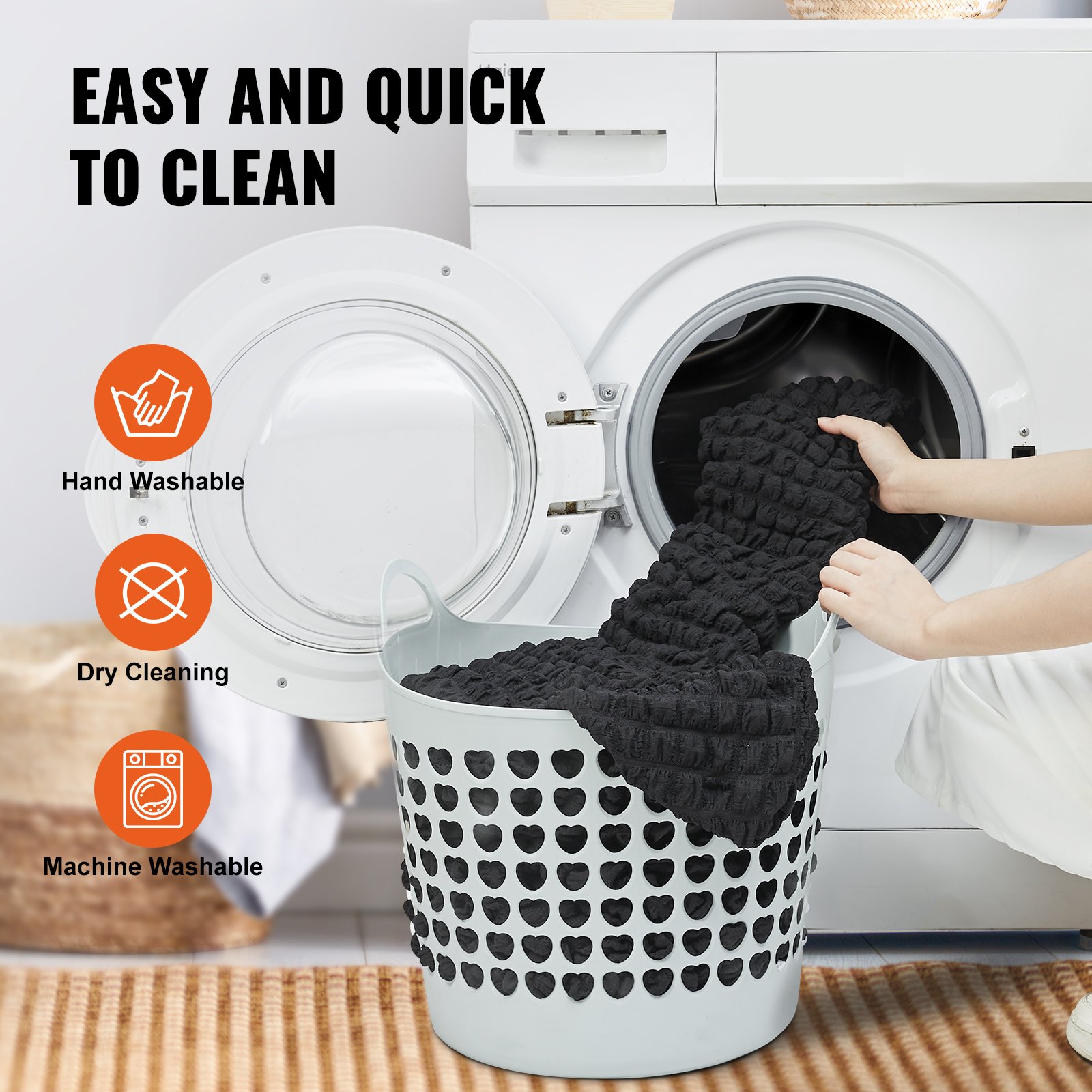 VEVOR Stretch Spandex stoelhoezen, universele stoelhoes met rok, afneembare en wasbare hoezen, voor bruiloften, feestdagen, banketten, feesten, vieringen en diners (4 stuks, zwart)