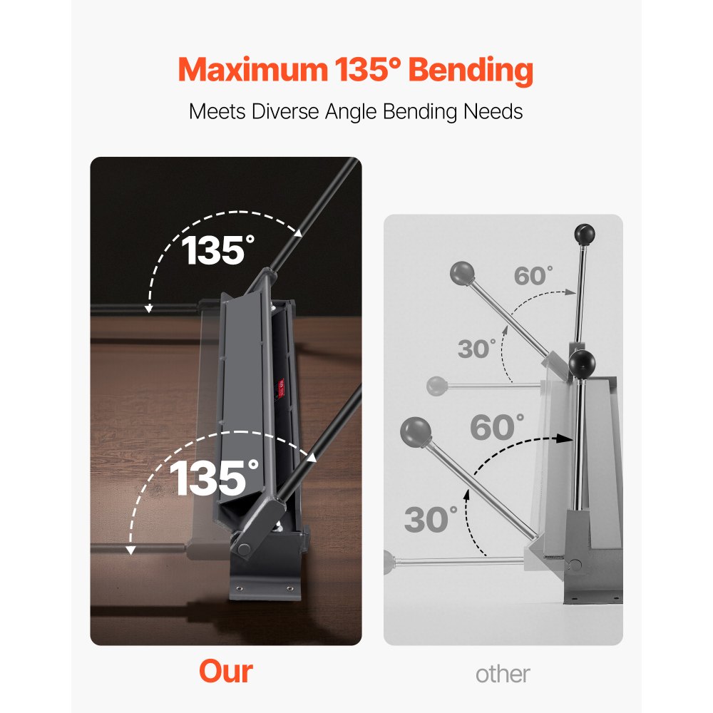 VEVOR Box and Pan Brake, 30 in Sheet Metal Bending Brake, 18-Gauge Capacity, 0-135 Degree Adjustable, Metal Bender Machine, No Wobbling, Heavy-Duty Aluminum Folder for Precise Batch Bending