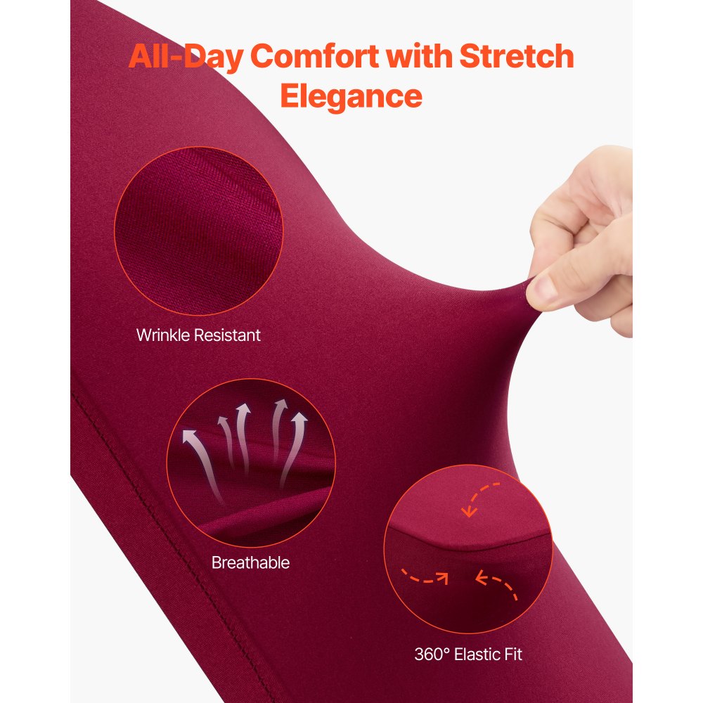 VEVOR stoelhoezen, 50 stuks, wasbare en afneembare stoelhoezen van polyester-spandex voor bruiloften, diners, banketten en restaurants, geschikt voor stoelen (51 x 45 x 95 cm), bordeauxrood