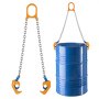 VEVOR Vatenlifter, G80 Vatenliftklem met Veiligheidshaak, Hefvermogen 0,9 T, Gereedschap voor het hanteren van 50 cm lange vaten, Gereedschap voor het hijsen van vaten van koolstofstaal met ketting voor kunststof en metalen vaten