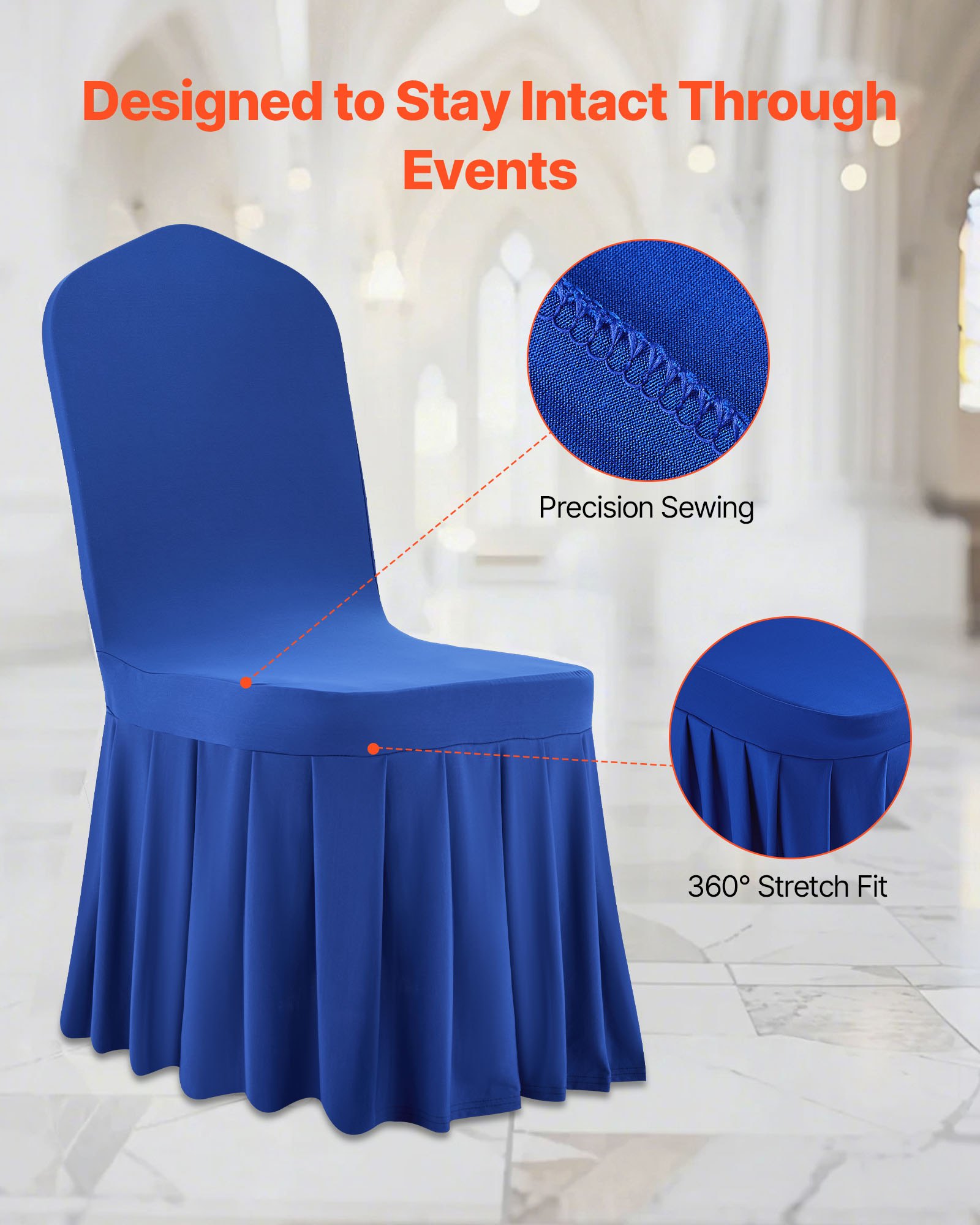 VEVOR 30 x stoelhoezen, platte voorkant, wasbaar en afneembaar polyester-spandex stoelhoezen voor bruiloften en restaurants, geschikt voor stoelen (51 x 45 x 95 cm) Zwart