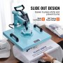 VEVOR Heat Press, 15 x 15 inch, 5-in-1 warmteoverdrachtsmachine met 30 oz Tumbler Press, 360° wegzwenkbare T-shirtpers, digitale nauwkeurige controle, voor T-shirts/mokken/hoeden/borden, groen