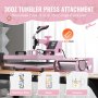 VEVOR Heat Press, 15 x 15 inch, 5-in-1 warmteoverdrachtsmachine met 30 oz Tumbler Press, 360° wegzwenkbare T-shirtpers, digitale precisieregeling, voor T-shirts/mokken/hoeden/borden, roze