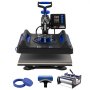 VEVOR 5 in 1 Heat Press Machine 15x15 in 30oz Tumbler Press T-Shirts Black+Blue