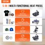 VEVOR Heat Press Machine, 15 x 15 inch, 8 in 1 Heat Transfer Machine with 30 oz Tumbler Press, 360° Swing Away Digital T-Shirt Pressing, Teflon Coating, for T-Shirts/Mugs/Hats/Plates, Black+Blue