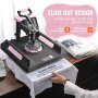 VEVOR Heat Press, 8-in-1 warmteoverdrachtsmachine met 887 ml tumblerpers, 360° wegdraaibare digitale T-shirtpersmachine, 38 x 38 cm, tefloncoating, voor T-shirts/mokken/hoeden/borden