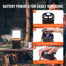 VEVOR LED-campinglantaarn campinglamp campinglamp werkt op batterijen 4 standen