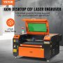 VEVOR 60W CO2-lasergraveur, 400x600mm, 500mm/s lasersnijmachine met 2-weg luchtgeleiding, compatibel met LightBurn, CorelDRAW, AutoCAD, Windows, Mac OS, Linux, voor hout, acryl, textiel
