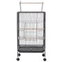 VEVOR Bird Cage, 460 x 460 x 770 mm, Open Flat Top, Wrought Iron Bird Flight Cage with Perches, Slide-Out Tray and Plastic Feeders, Casters, for Parrot, Blue Tit, Cockatiel, Canary, Budgerigar, Conure