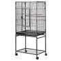 VEVOR Bird Cage, 625 x 425 x 1370 mm, Flat Top, Wrought Iron Bird Flight Cage with Perches, Slide-Out Tray and Plastic Feeders, Casters, for Parrot, Blue Tit, Cockatiel, Canary, Budgerigar, Conure
